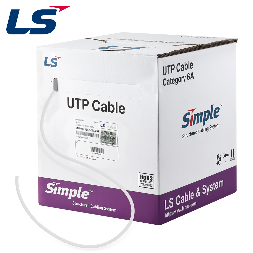 LS전선 CAT.6A Ultra Super Slim USS 케이블 300m (단선/화이트) UTP-A-C6G-E1VL-M 4P WH