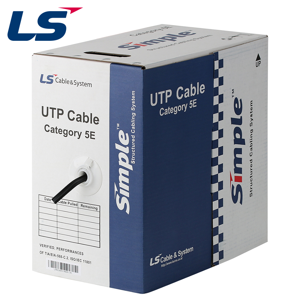 LS전선 CAT.5E UTP 옥외용 케이블 200m (철심/단선/블랙) UTP-E-C5G-E1VA-M 4P BK
