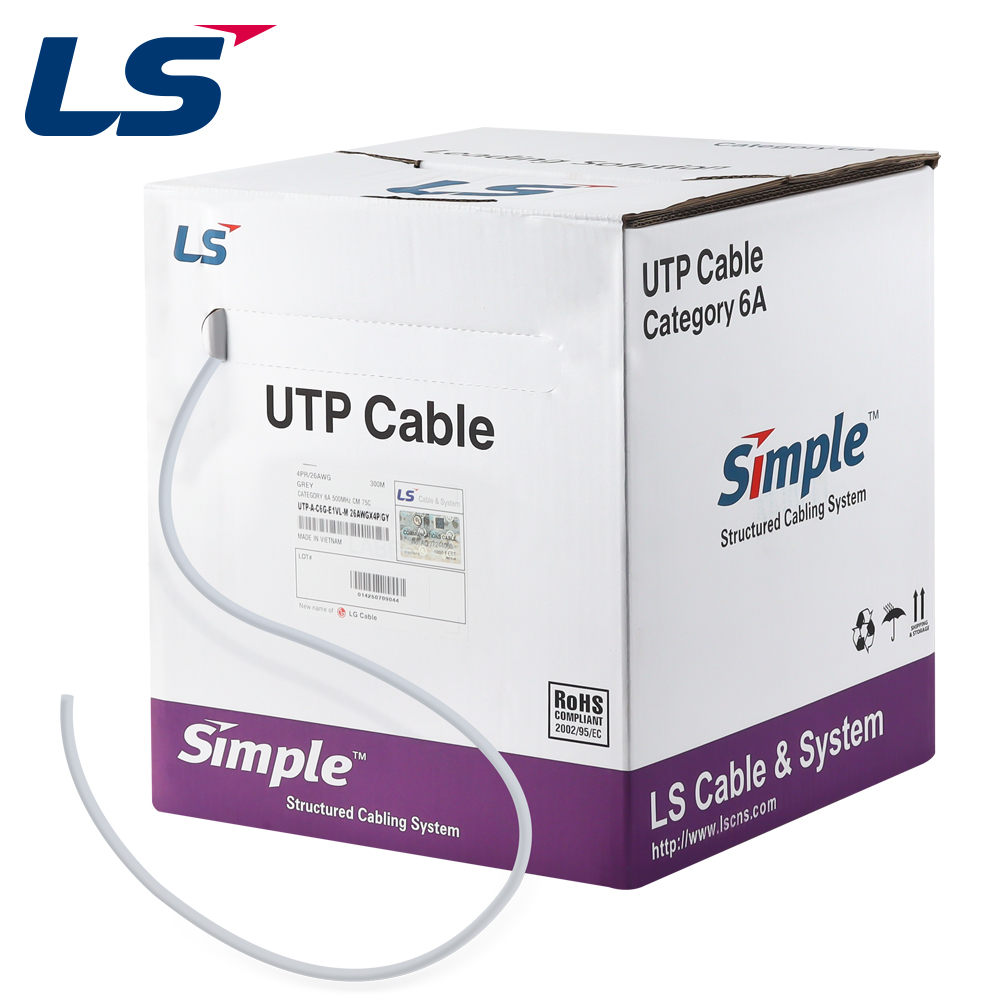 LS전선 CAT.6A Ultra Super Slim USS 케이블 300m (단선/그레이) UTP-A-C6G-E1VL-M 4P GY