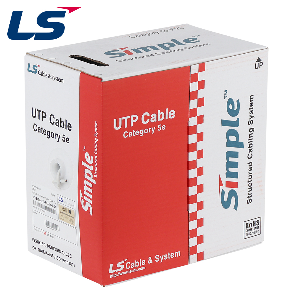 LS전선 CAT.5E UTP 케이블 300m (CMR/단선/그레이) UTP-E-C5G-E1VN-R 4P GY