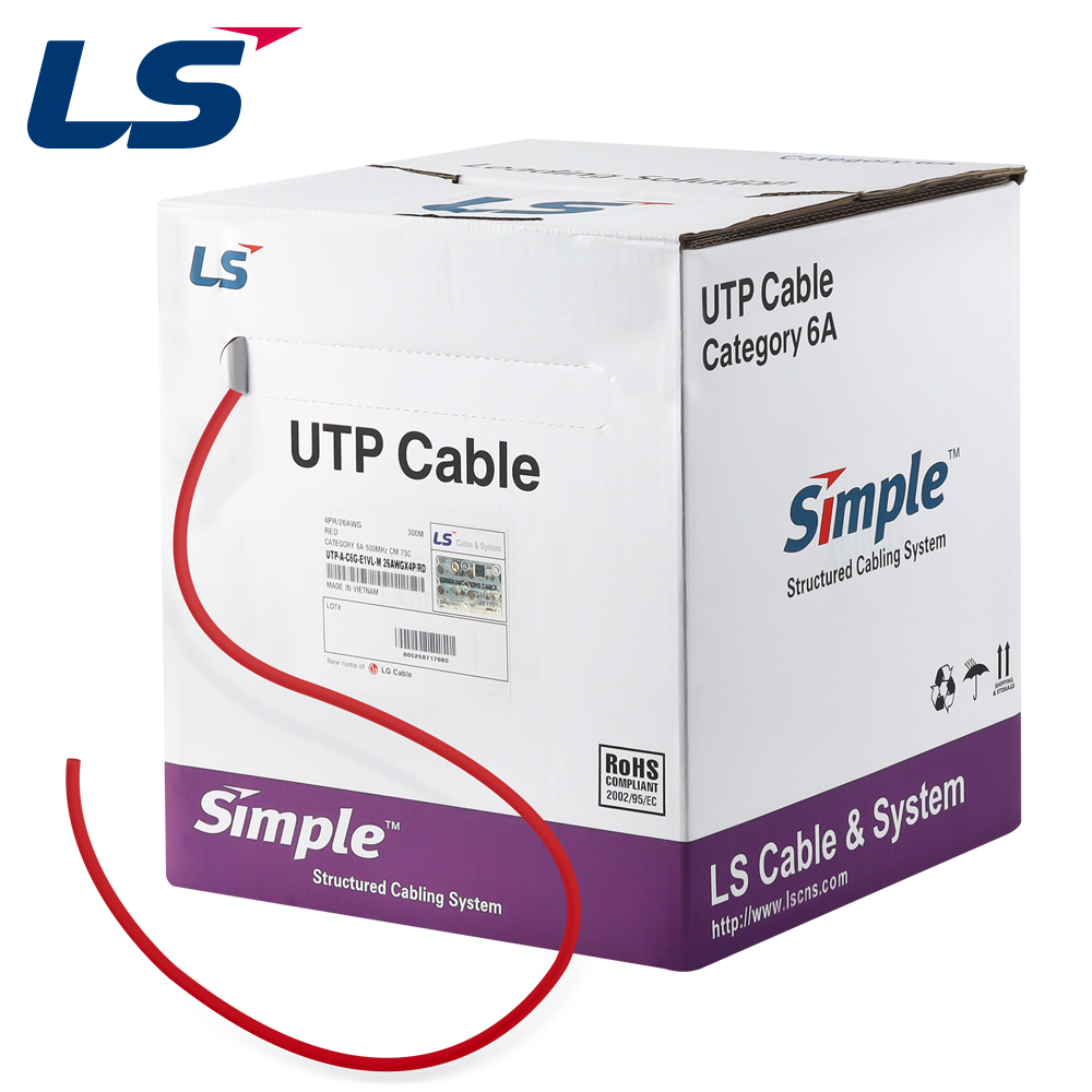 LS전선 CAT.6A Ultra Super Slim USS 케이블 300m (단선/레드) UTP-A-C6G-E1VL-M 4P RD