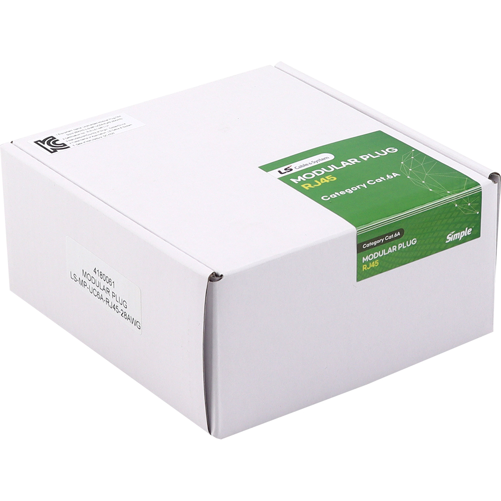 LS전선 CAT.6A UTP 단선 RJ-45 플러그(100개) LS-MP-UC6A-RJ45-28AWG