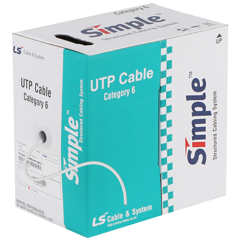 LS전선 CAT.6 UTP Slim 케이블 300m (28AWG/단선/그레이) UTP-G-C6G-E1VP-M 28AWG GY