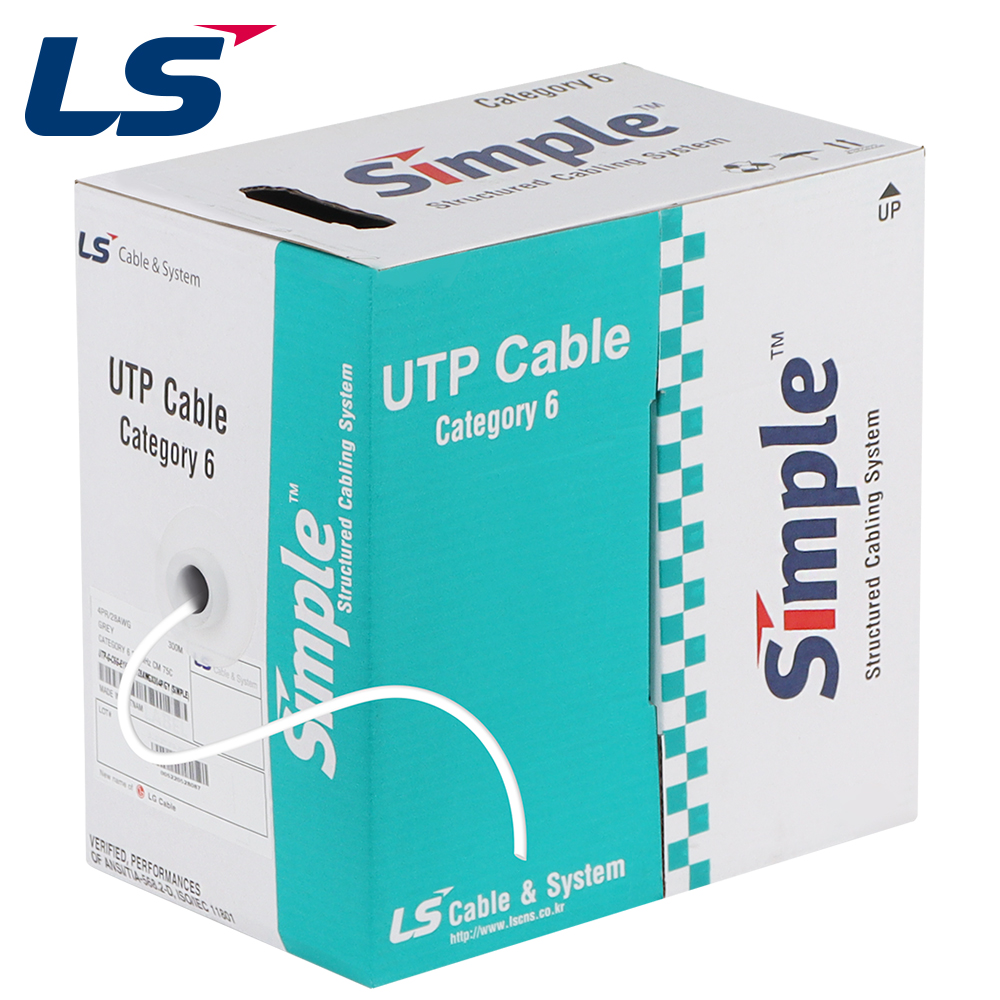 LS전선 CAT.6 UTP Slim 케이블 300m (28AWG/단선/화이트) UTP-G-C6G-E1VP-M 28AWG WH