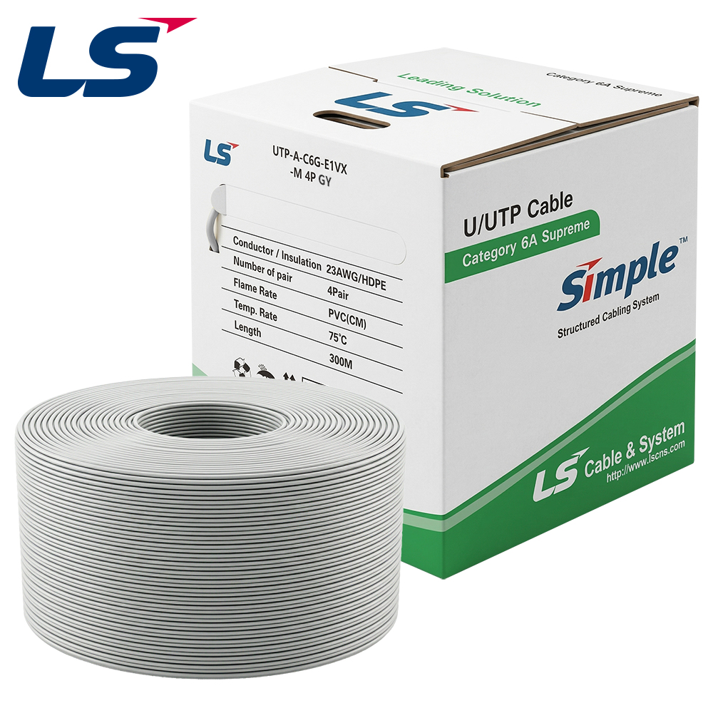 LS전선 CAT.6A UTP Supreme 케이블 300m (단선/그레이) UTP-A-C6G-E1VX-M 4P GY