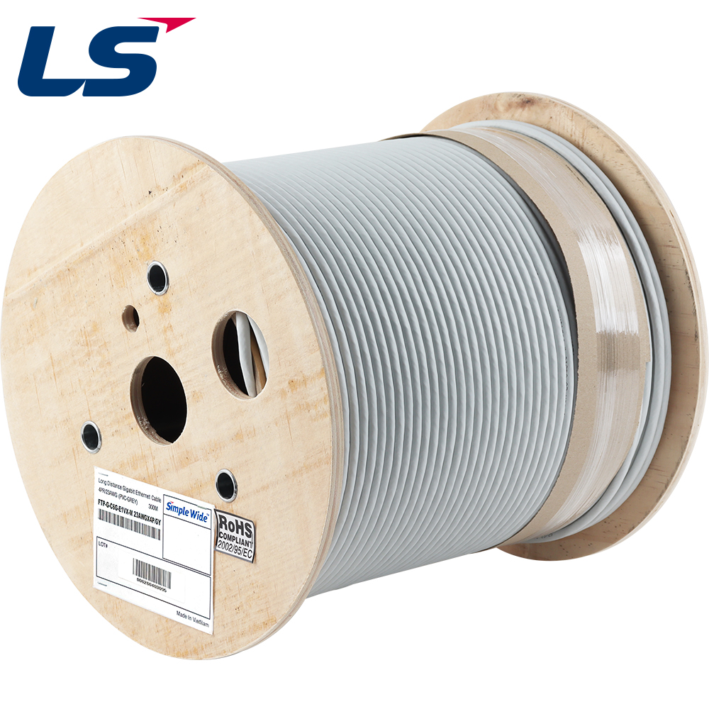 LS전선 SimpleWide F/UTP 장거리 PoE 케이블 300m, 단선 그레이 FTP-G-C6G-E1VX-M 4P GY