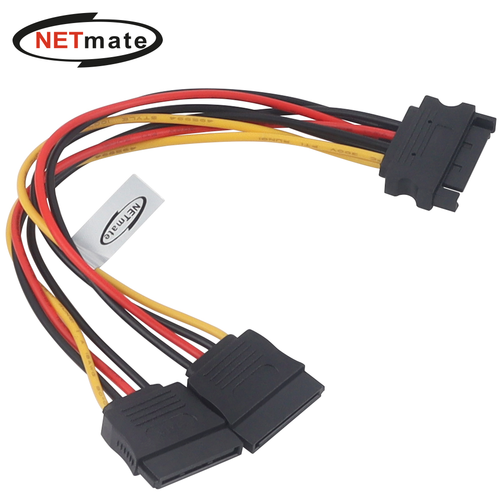 강원전자 넷메이트 SATA 파워 15핀 Y 케이블 0.2m NM-SAT03