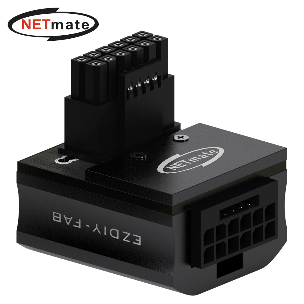 강원전자 넷메이트 600W 12VHPWR 변환 어댑터 (알루미늄 블랙/STD 90도) [EZDIY-FAB] NM-DPI18911