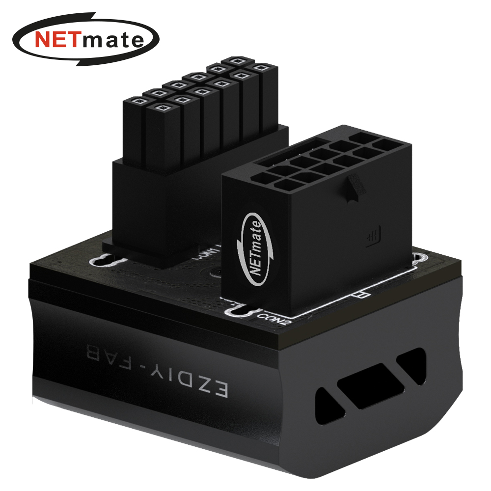 강원전자 넷메이트 600W 12VHPWR 변환 어댑터 (알루미늄 블랙/STD 180도) [EZDIY-FAB] NM-DPI1898