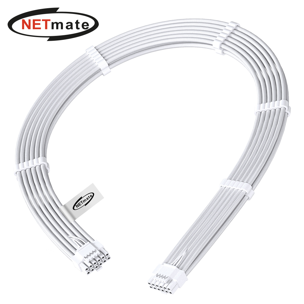 강원전자 넷메이트 PCI-E 5.0 12VHPWR 슬리빙 케이블 0.6m (올화이트) [EZDIY-FAB] NM-DPR1925