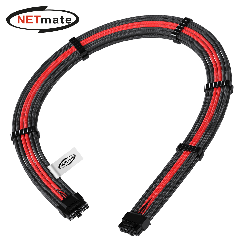 강원전자 넷메이트 PCI-E 5.0 12VHPWR 슬리빙 케이블 0.6m (블랙/레드) [EZDIY-FAB] NM-DPR1923
