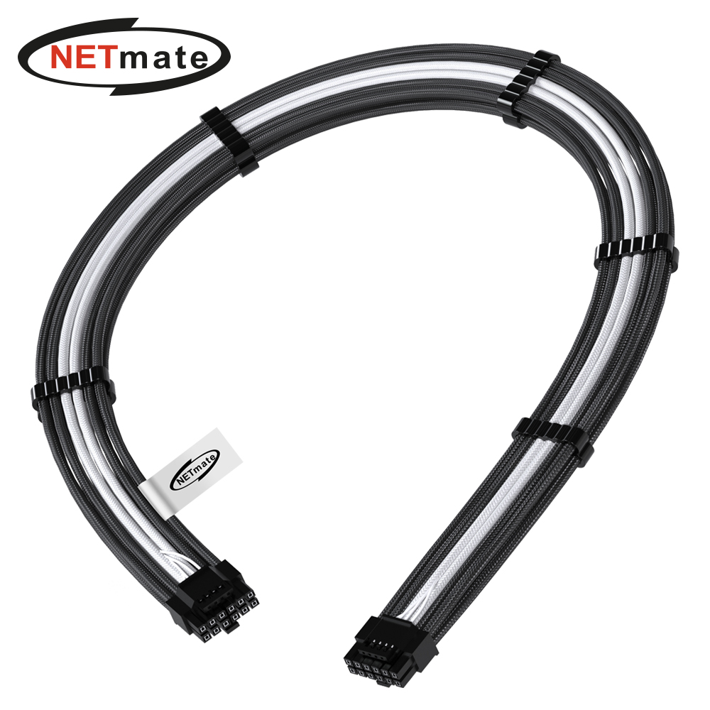 강원전자 넷메이트 PCI-E 5.0 12VHPWR 슬리빙 케이블 0.6m (블랙/화이트) [EZDIY-FAB] NM-DPR192
