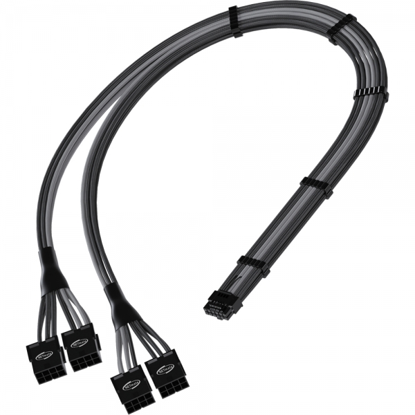 강원전자 넷메이트 12VHPWR to PCI-E 8핀x4 변환 슬리빙 케이블 0.45m (블랙/그레이) [EZDIY-FAB] NM-DPR1856
