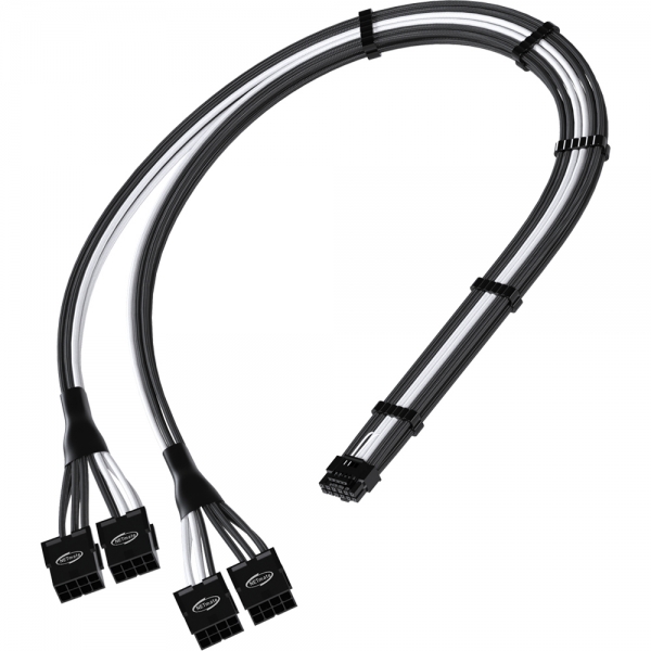 강원전자 넷메이트 12VHPWR to PCI-E 8핀x4 변환 슬리빙 케이블 0.45m (블랙/화이트) [EZDIY-FAB] NM-DPR1855