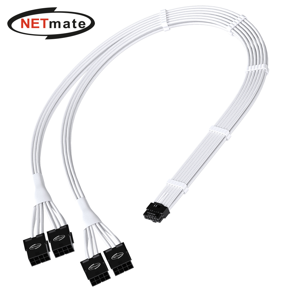 강원전자 넷메이트 12VHPWR to PCI-E 8핀x4 변환 슬리빙 케이블 0.45m (화이트) [EZDIY-FAB] NM-DPR185