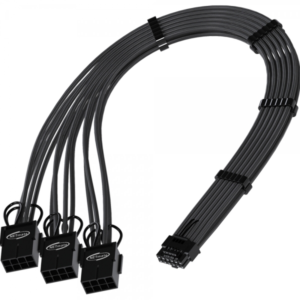 강원전자 넷메이트 12VHPWR to PCI-E 8핀x3 변환 슬리빙 케이블 0.3m (블랙) [EZDIY-FAB] NM-DPR1861