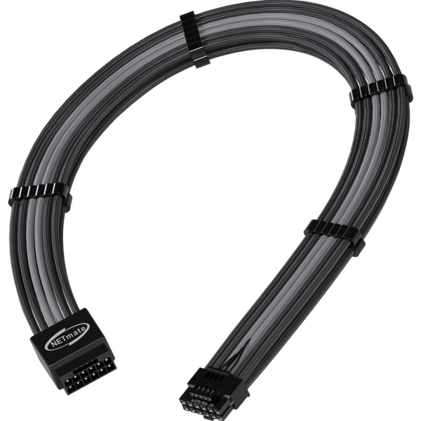 강원전자 넷메이트 PCI-E 5.0 12VHPWR 연장 슬리빙 케이블 0.3m (블랙/그레이) [EZDIY-FAB] NM-DPR1796