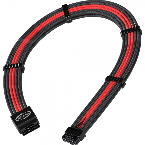 강원전자 넷메이트 PCI-E 5.0 12VHPWR 연장 슬리빙 케이블 0.3m (블랙/레드) [EZDIY-FAB] NM-DPR1795