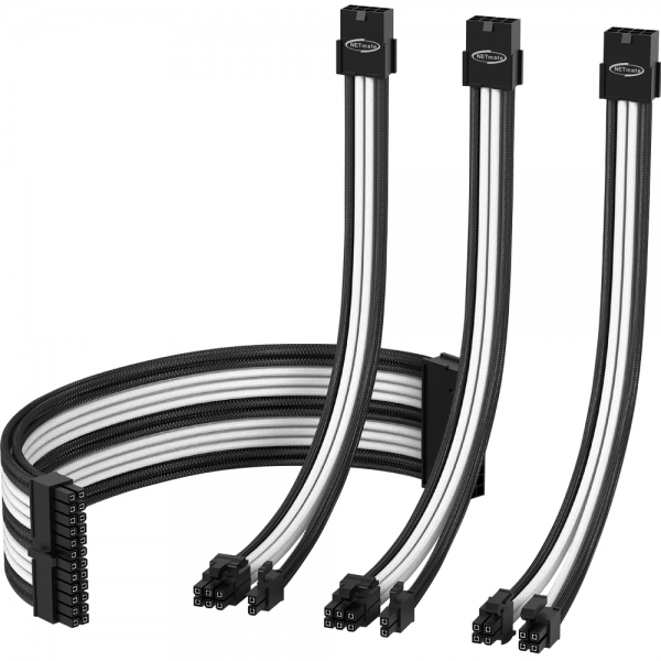 강원전자 넷메이트 PSU 연장 18AWG 슬리빙 케이블 세트 (블랙/화이트 4종) [EZDIY-FAB] NM-DPI1244