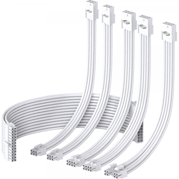 강원전자 넷메이트 PSU 연장 16AWG 슬리빙 케이블 0.3m (올화이트 6종) [EZDIY-FAB] NM-DPR05911EZ