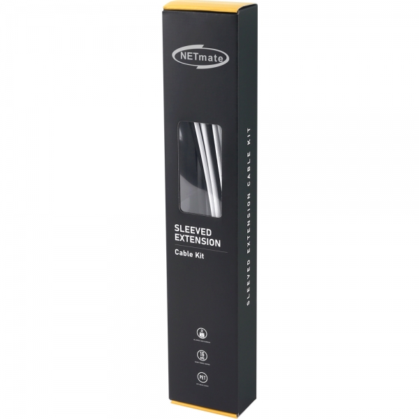강원전자 넷메이트 PSU 연장 16AWG 슬리빙 케이블 0.3m (블랙/화이트 6종) [EZDIY-FAB] NM-DPR0361
