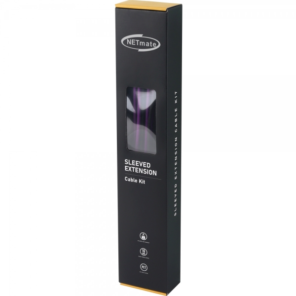 강원전자 넷메이트 PSU 연장 16AWG 슬리빙 케이블 0.3m (블랙/퍼플 6종) [EZDIY-FAB] NM-DPR037