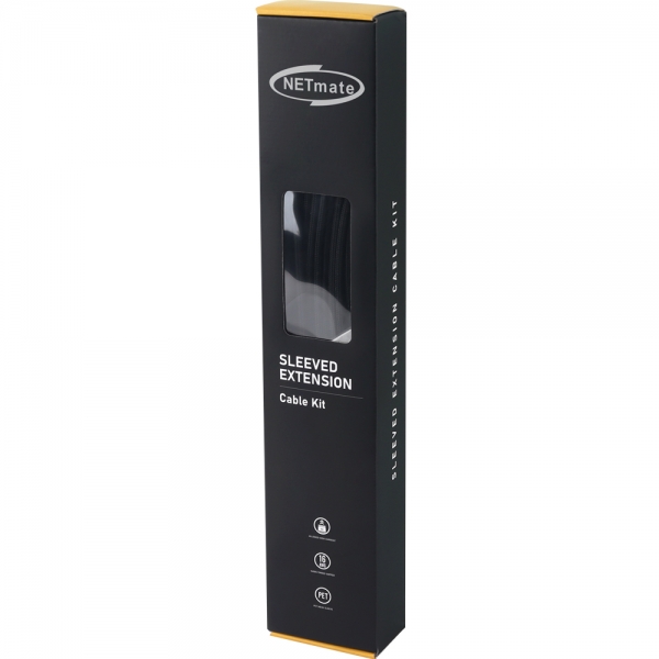 강원전자 넷메이트 PSU 연장 16AWG 슬리빙 케이블 0.3m (블랙 6종) [EZDIY-FAB] NM-DPR008