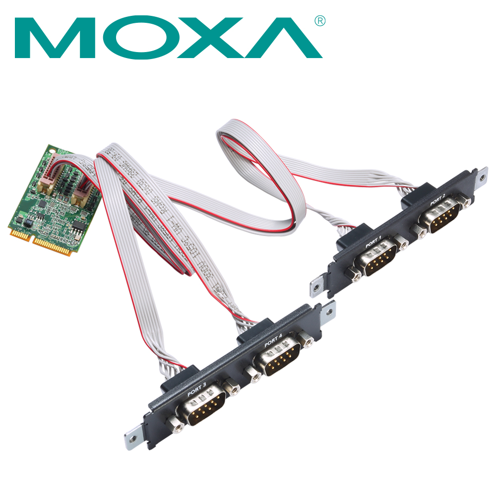 MOXA Mini PCI Express 4포트 RS232 시리얼카드 CP-104N-T