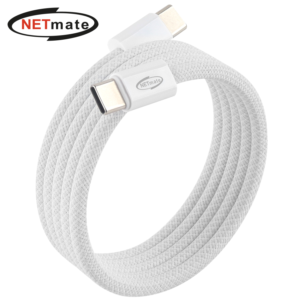 강원전자 넷메이트 USB2.0 마그네틱 C타입 60W 고속충전 케이블 1m (화이트) NM-UCC2601WM
