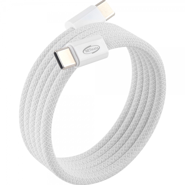 강원전자 넷메이트 USB2.0 마그네틱 C타입 60W 고속충전 케이블 1m (화이트) NM-UCC2601WM
