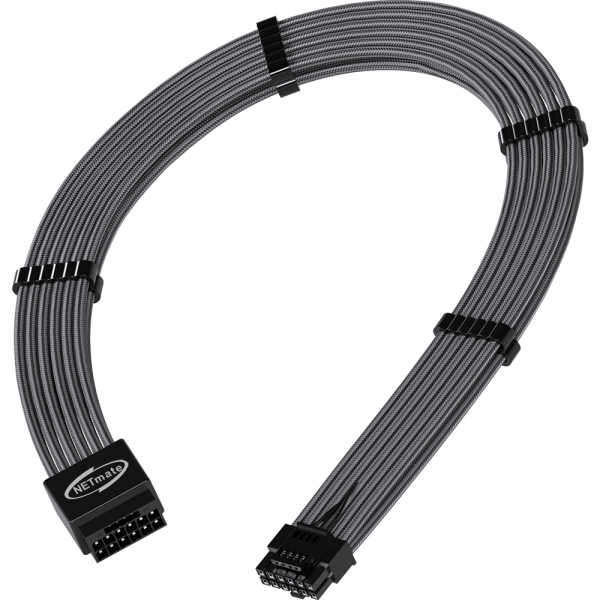 강원전자 넷메이트 PCI-E 5.0 12VHPWR 연장 슬리빙 케이블 세트 (카본/그레이) [EZDIY-FAB] NM-DPR17910