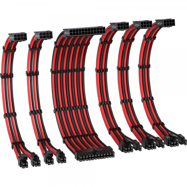 강원전자 넷메이트 PSU 연장 16AWG 슬리빙 케이블 세트 (블랙/레드 6종) [EZDIY-FAB] NM-DPI2283
