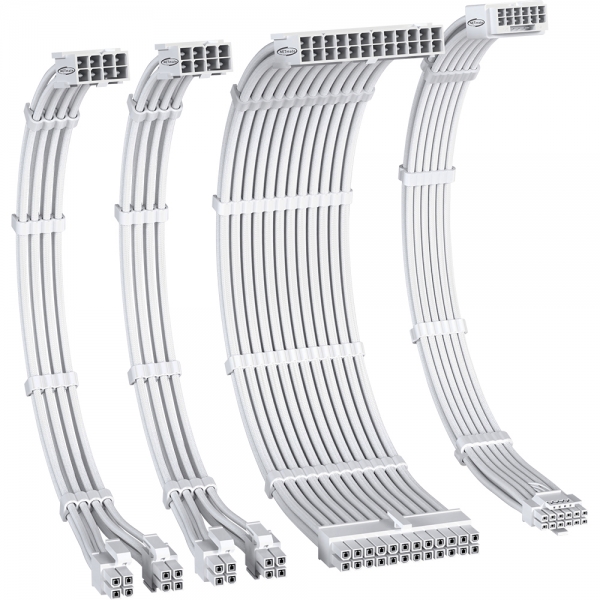 강원전자 넷메이트 PSU 연장 16AWG 슬리빙 케이블 세트 (올화이트 4종) [EZDIY-FAB] NM-DPI2271