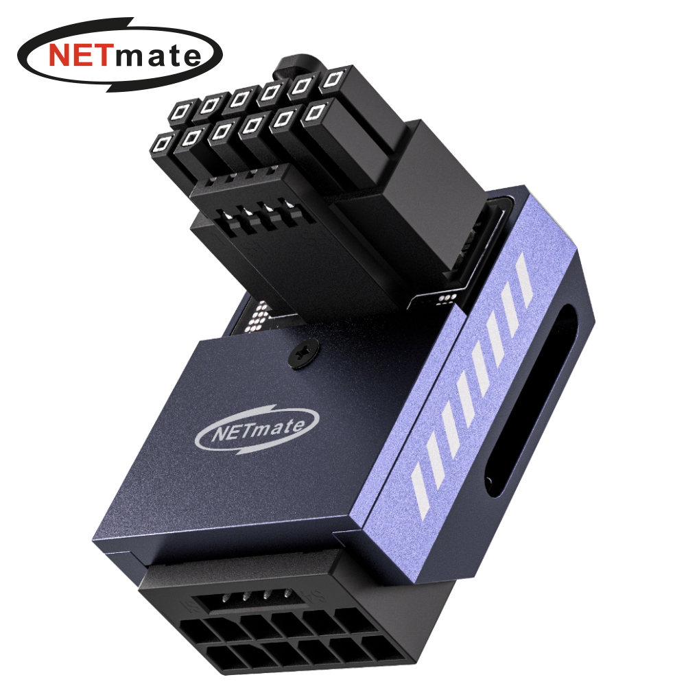 강원전자 넷메이트 600W 12V-2x6 변환 어댑터 (알루미늄 퍼플/STD 90도) [EZDIY-FAB] NM-DPI18943