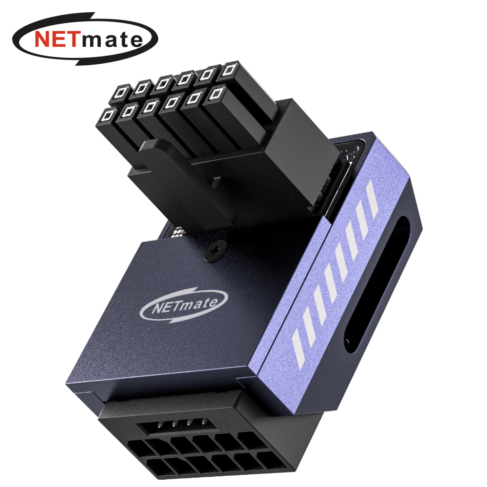 강원전자 넷메이트 600W 12V-2x6 변환 어댑터 (알루미늄 퍼플/RVS 90도) [EZDIY-FAB] NM-DPI18942