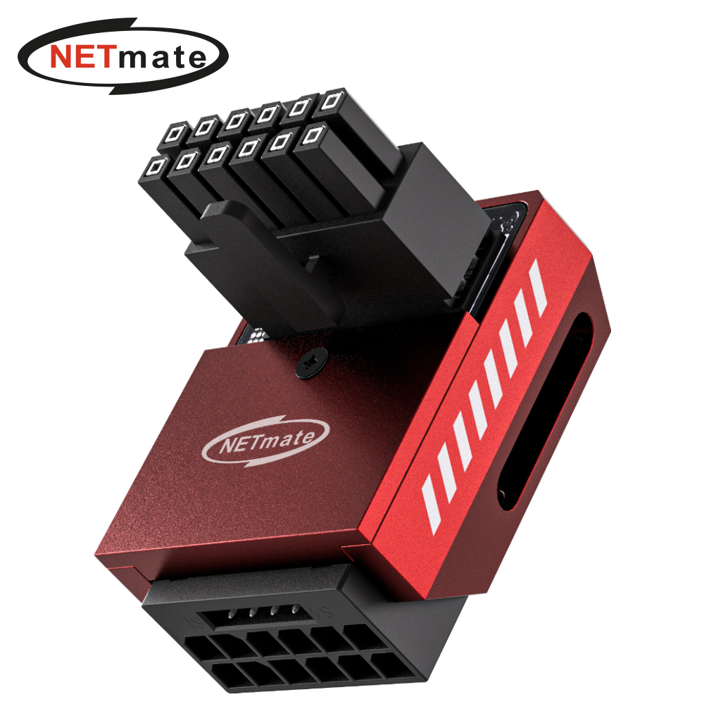 강원전자 넷메이트 600W 12V-2x6 변환 어댑터 (알루미늄 레드/RVS 90도) [EZDIY-FAB] NM-DPI18938