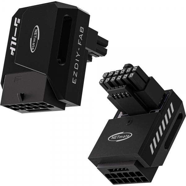 강원전자 넷메이트 600W 12V-2x6 변환 어댑터 (알루미늄 블랙/STD 90도) [EZDIY-FAB] NM-DPI18931