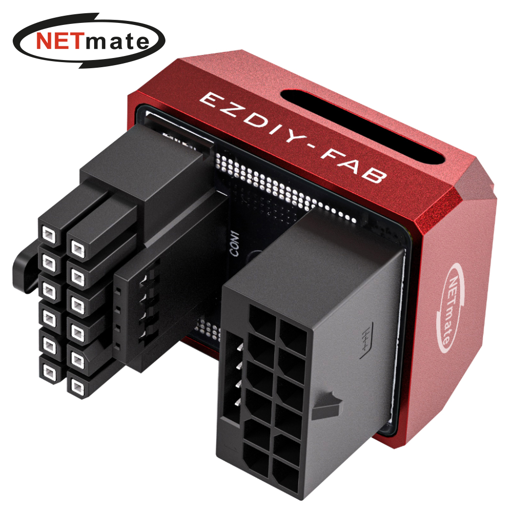 강원전자 넷메이트 600W 12V-2x6 변환 어댑터 (알루미늄 레드/RVS 180도) [EZDIY-FAB] NM-DPI18937