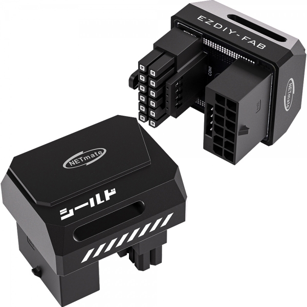 강원전자 넷메이트 600W 12V-2x6 변환 어댑터 (알루미늄 블랙/RVS 180도) [EZDIY-FAB] NM-DPI18929