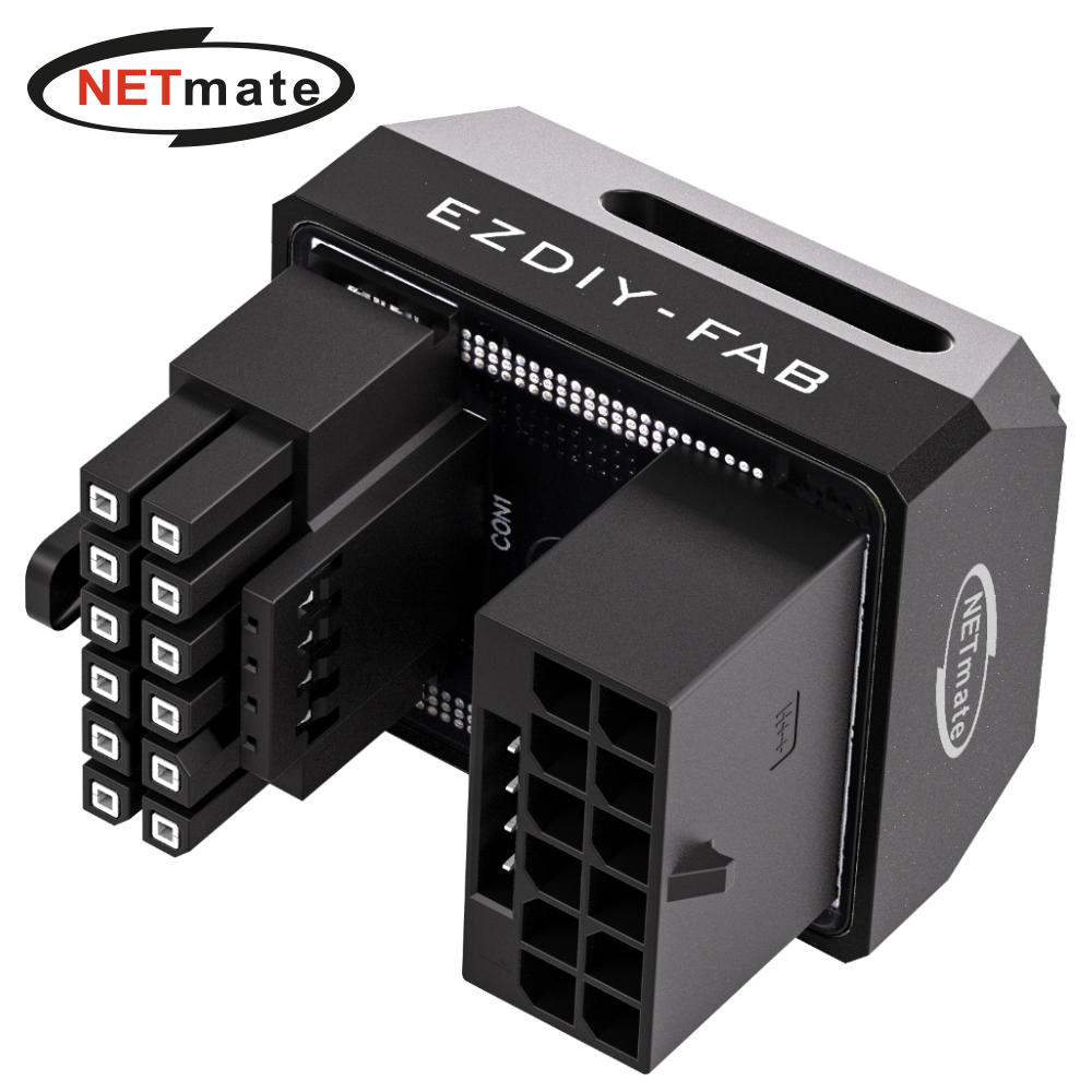 강원전자 넷메이트 600W 12V-2x6 변환 어댑터 (알루미늄 블랙/RVS 180도) [EZDIY-FAB] NM-DPI18929