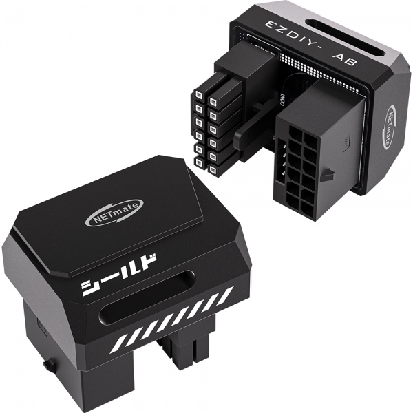 강원전자 넷메이트 600W 12V-2x6 변환 어댑터 (알루미늄 블랙/STD 180도) [EZDIY-FAB] NM-DPI18928