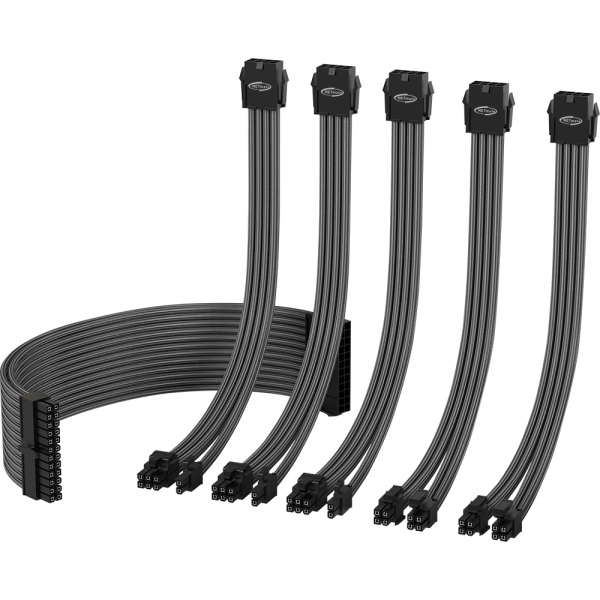 강원전자 넷메이트 PSU 연장 18AWG 슬리빙 케이블 세트 (카본/그레이 6종) [EZDIY-FAB] NM-DPI1549