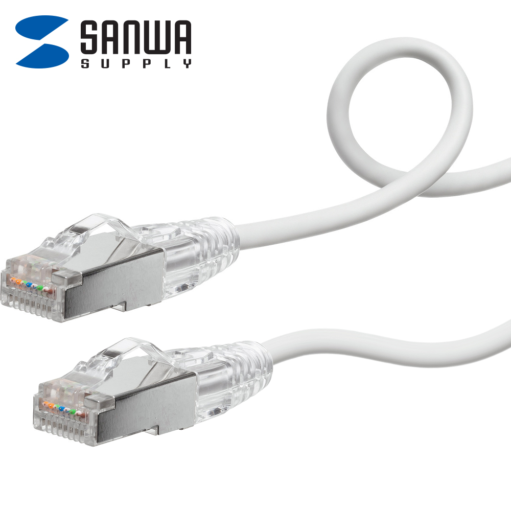 강원전자 산와서플라이 CAT.7 SSTP Flexible Slim 랜 케이블 0.5m (화이트) KB-SL7YS-005W