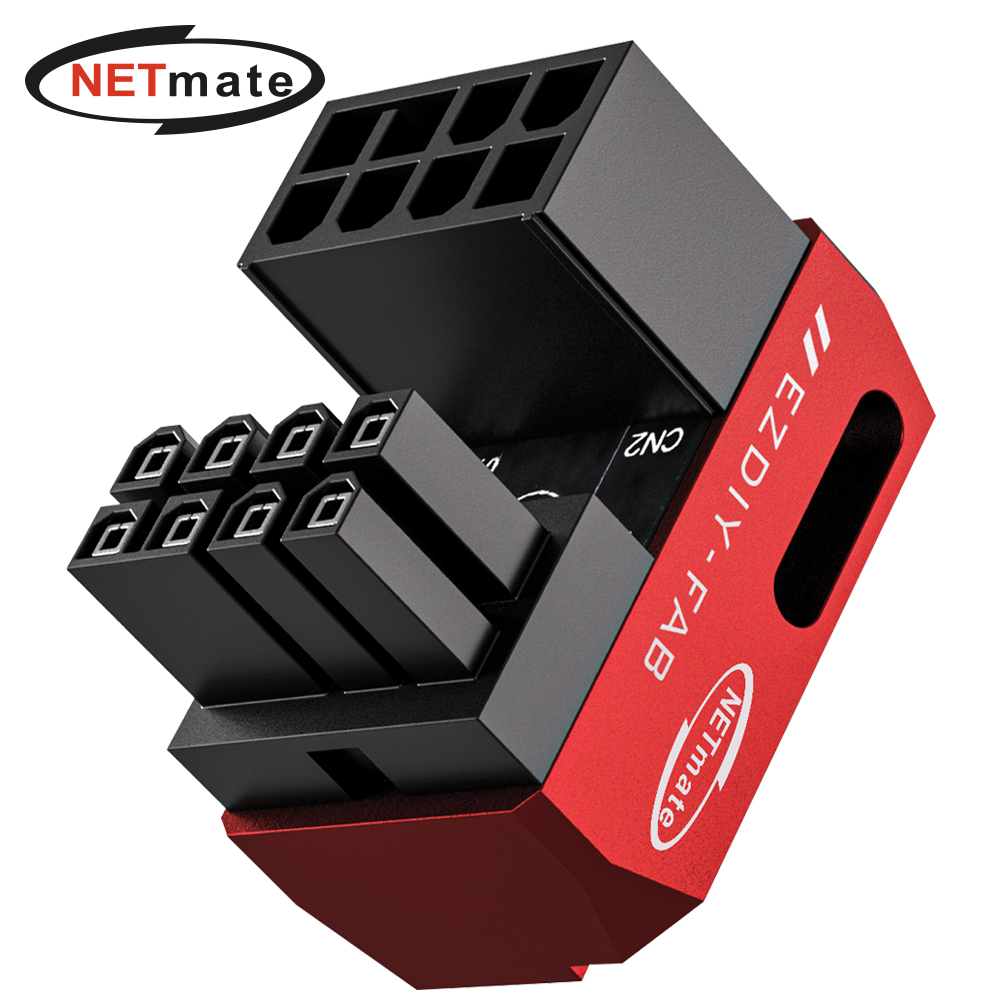 강원전자 넷메이트 PCI-E 8핀 변환 어댑터 (레드/STD 180도/단품) [EZDIY-FAB] NM-DPI22616