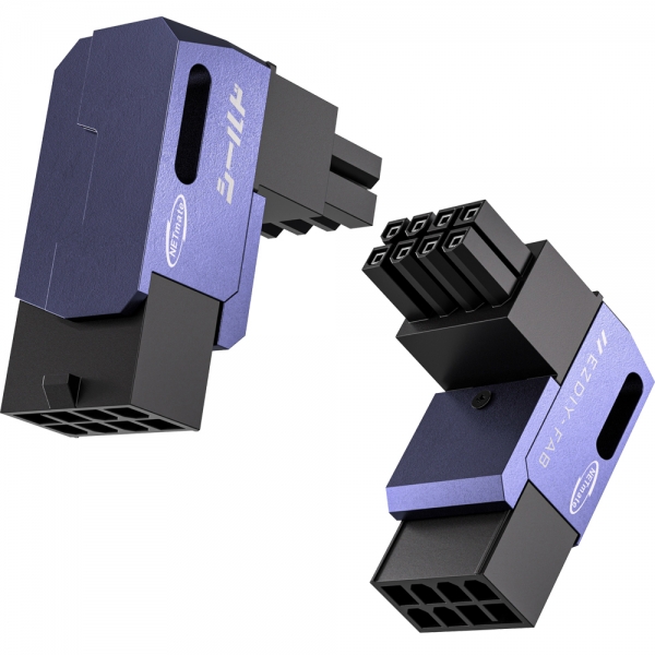 강원전자 넷메이트 PCI-E 8핀 변환 어댑터 (퍼플/RVS 90도/2PACK) [EZDIY-FAB] NM-DPI22631