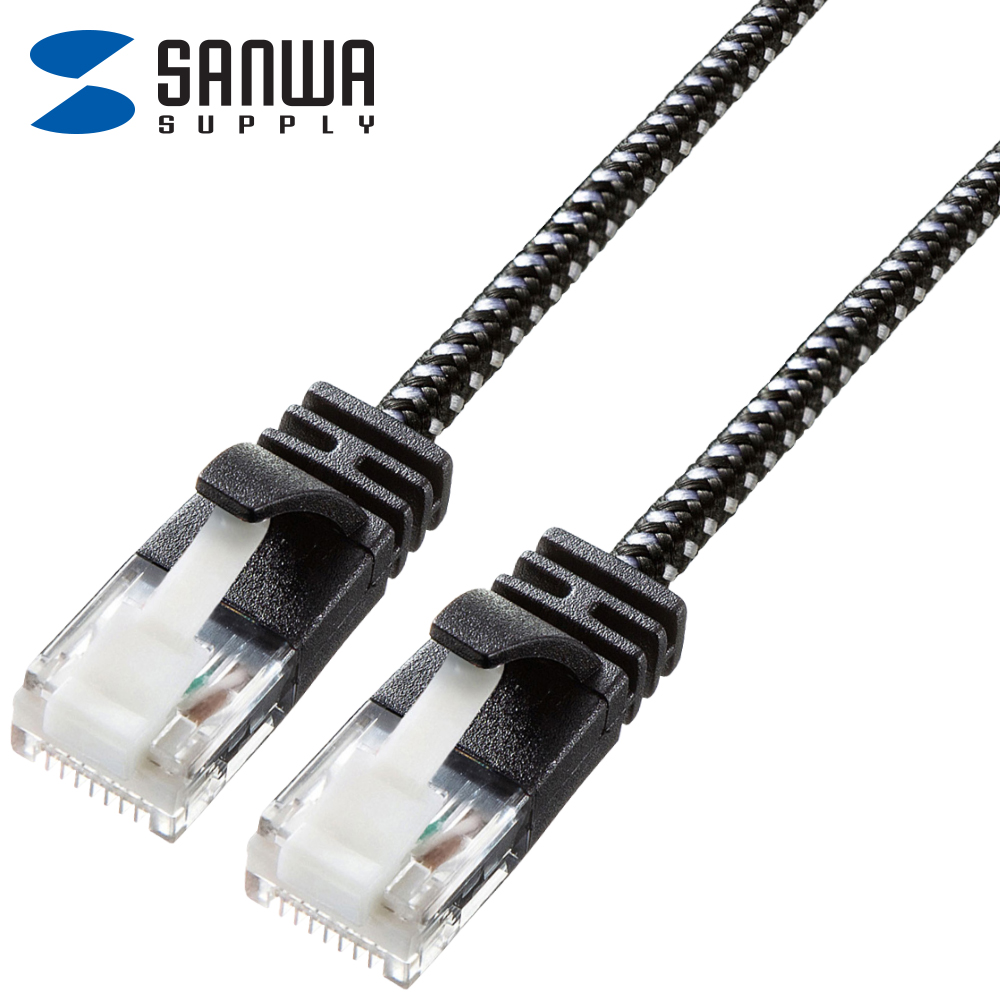 강원전자 산와서플라이 CAT.6A UTP 슬림 랜 케이블 5m (블랙&화이트) KB-T6AME-05BKW
