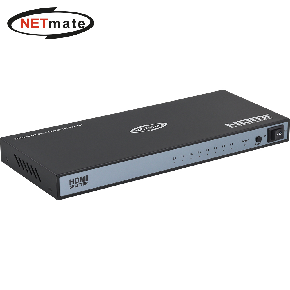 강원전자 넷메이트 4K 지원 HDMI 1:8 분배기 NM-HSP4308