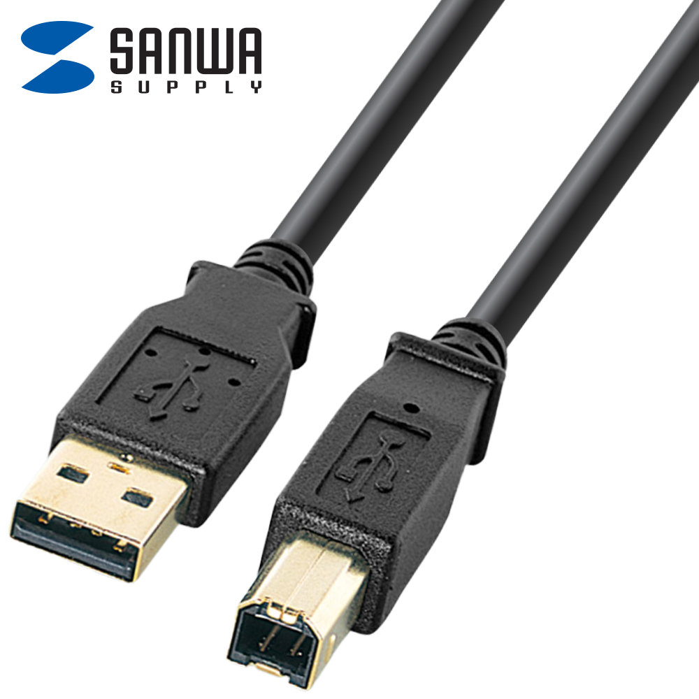 강원전자 산와서플라이 USB2.0 AM-BM 케이블 2m (블랙) KU20-2BKHK2