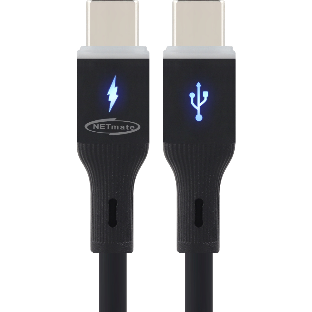 강원전자 넷메이트 USB2.0 C타입 실리콘 LED 케이블 0.5m (블랙) NM-UCC205LB