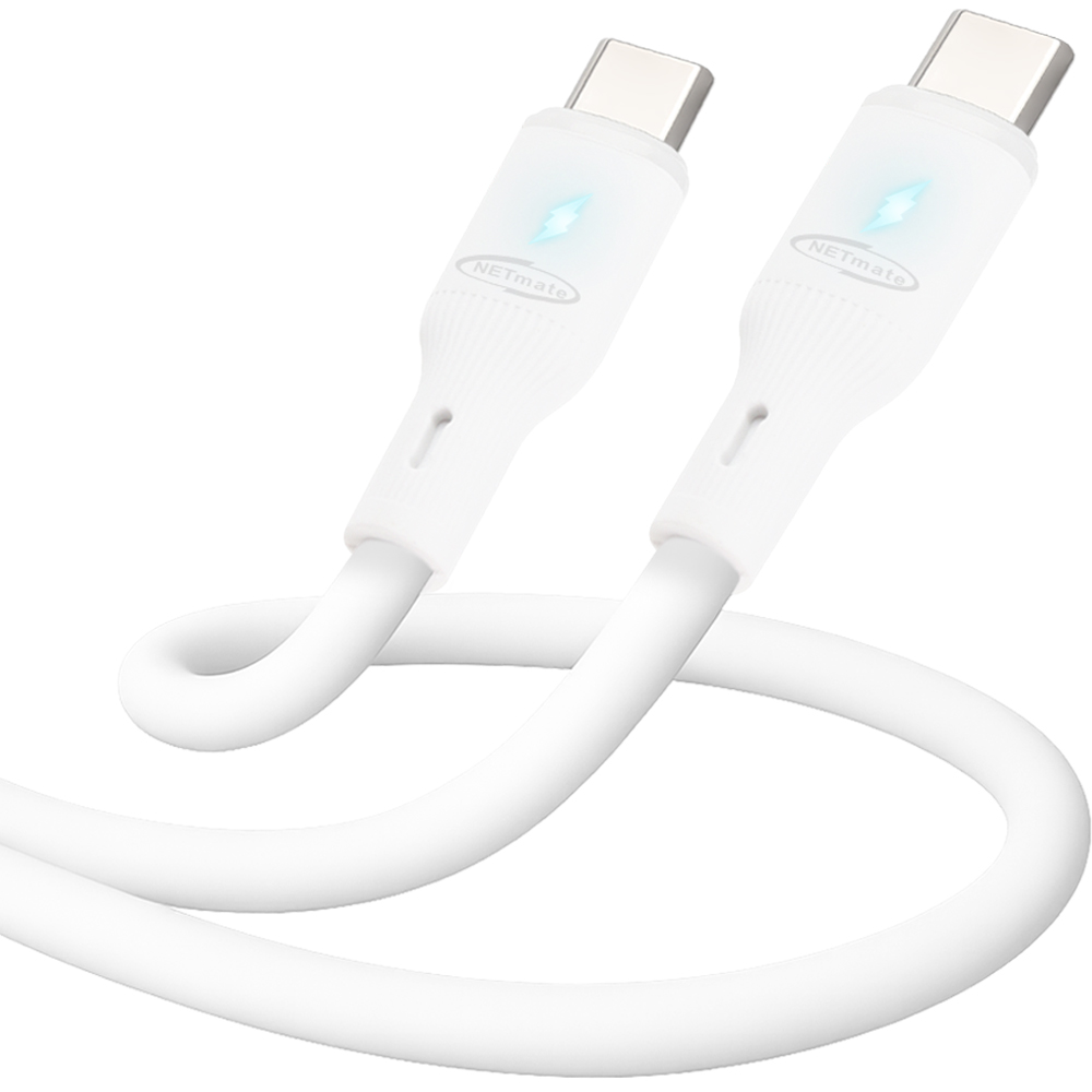 강원전자 넷메이트 USB2.0 C타입 실리콘 LED 케이블 0.5m (화이트) NM-UCC205LW